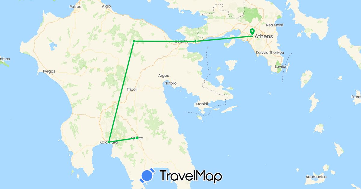 TravelMap itinerary: bus in Greece (Europe)